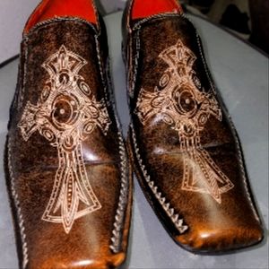 Robert Wayne Brown Square Toe Loafers Rome Cross Size 12